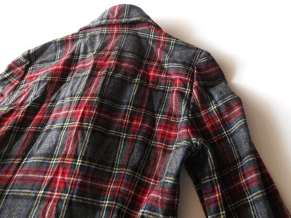 バーバリーブルーレーベル シワ加工 チェック ウール ダブルライダースジャケット