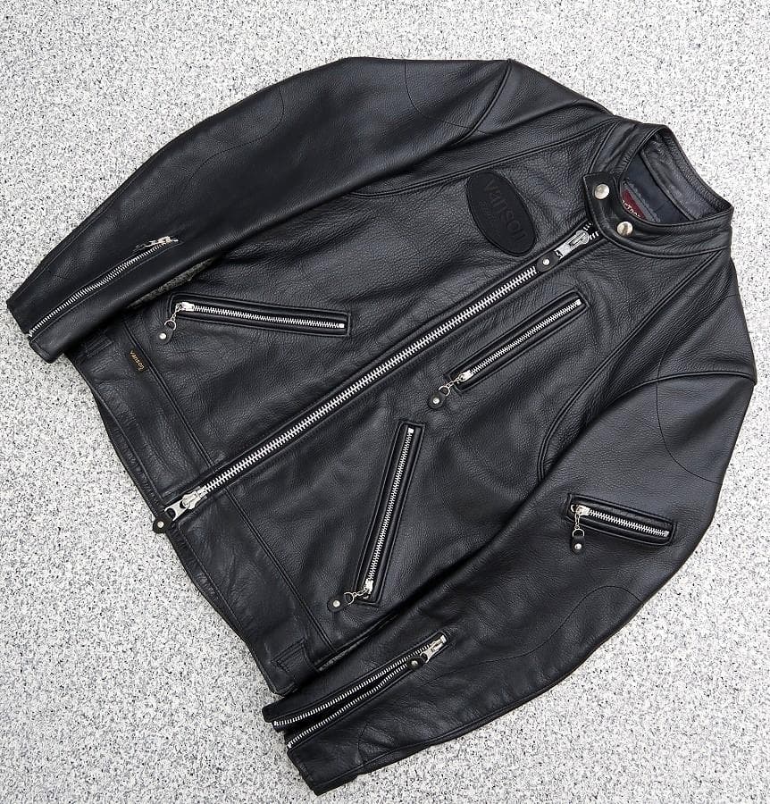 極美品 XS シボ革 VANSON シングルライダース ジャケット 黒