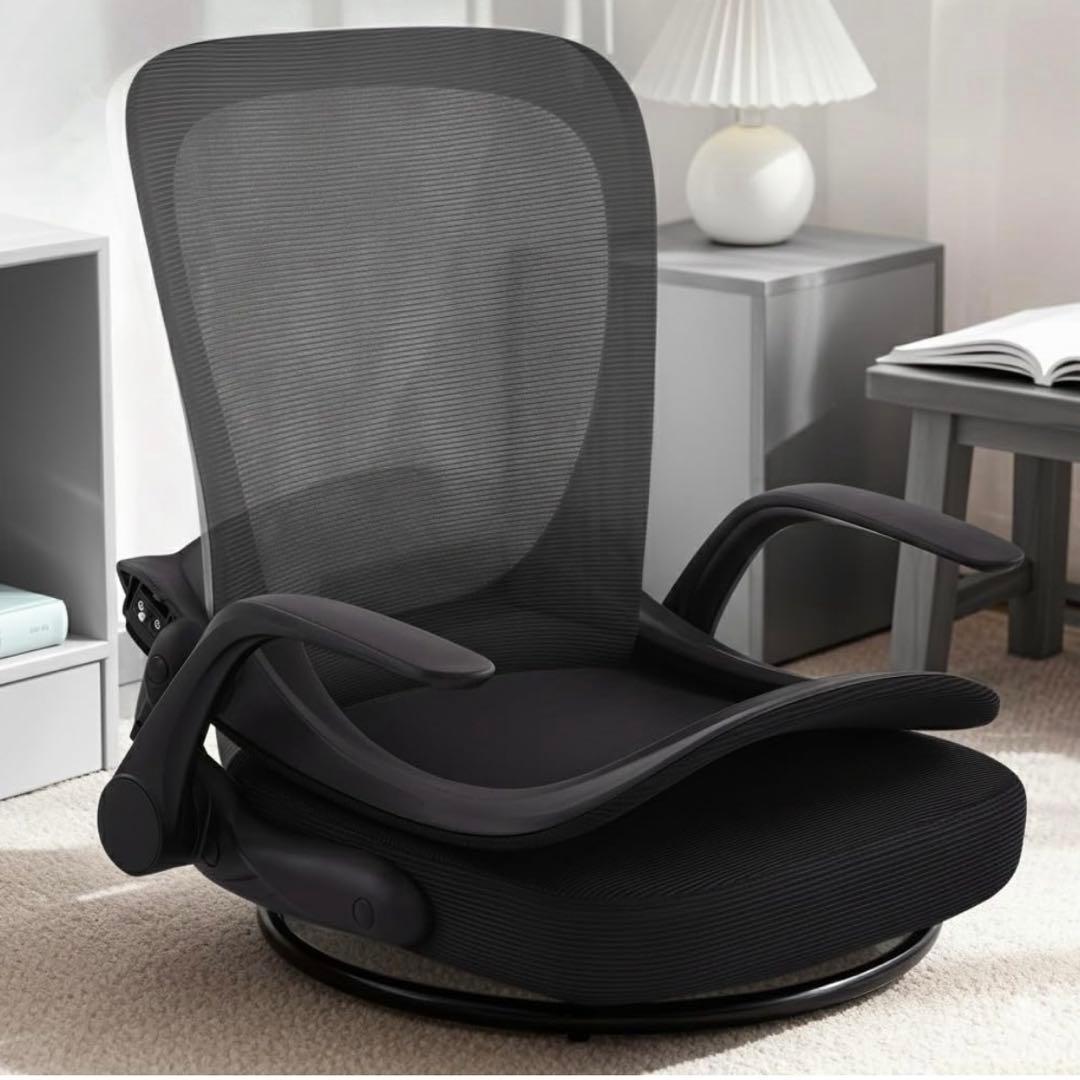 座椅子 折りたたみ 組立不要 360°回転 コンパクト ゲーミング座椅子 肘掛け