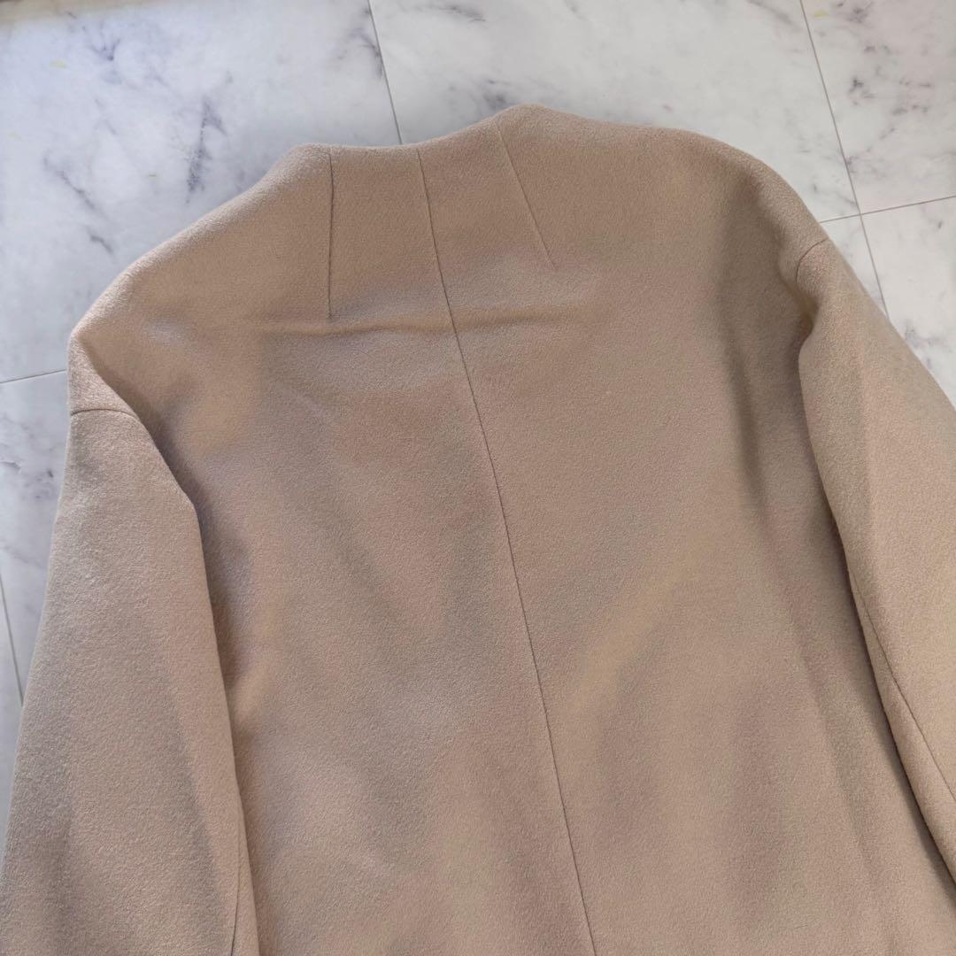極美品　IENA　マンテコ　ロングコート　ノーカラー　ベージュ系　M-L秋冬