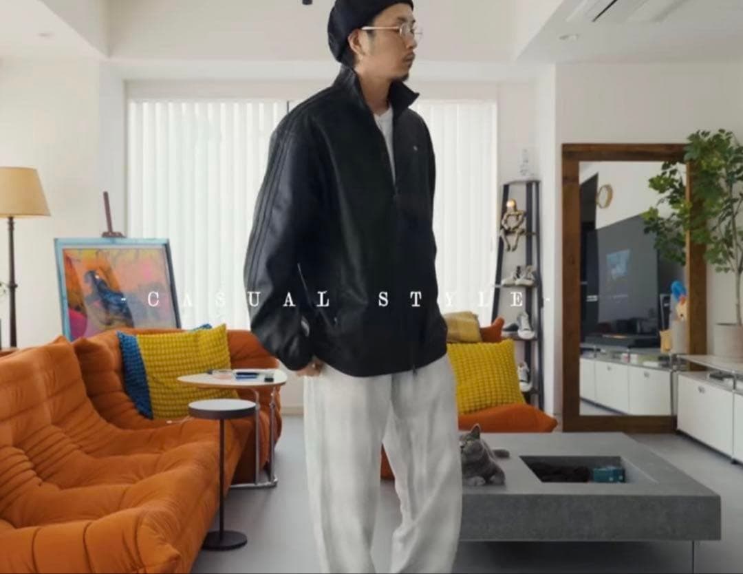 マル様　ファイヤーバード オーバーサイズ レザートラックトップ アディダス2XL