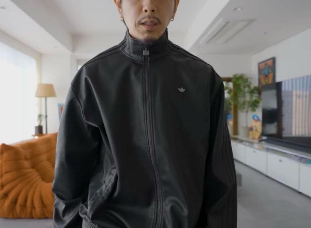 マル様　ファイヤーバード オーバーサイズ レザートラックトップ アディダス2XL