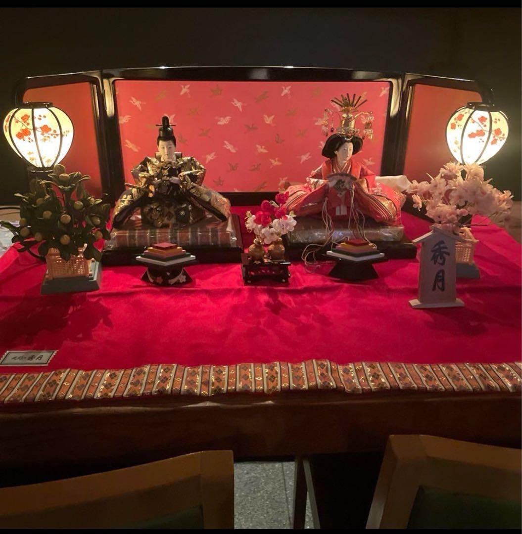 【送料込み】ひな人形セット 赤い布装飾