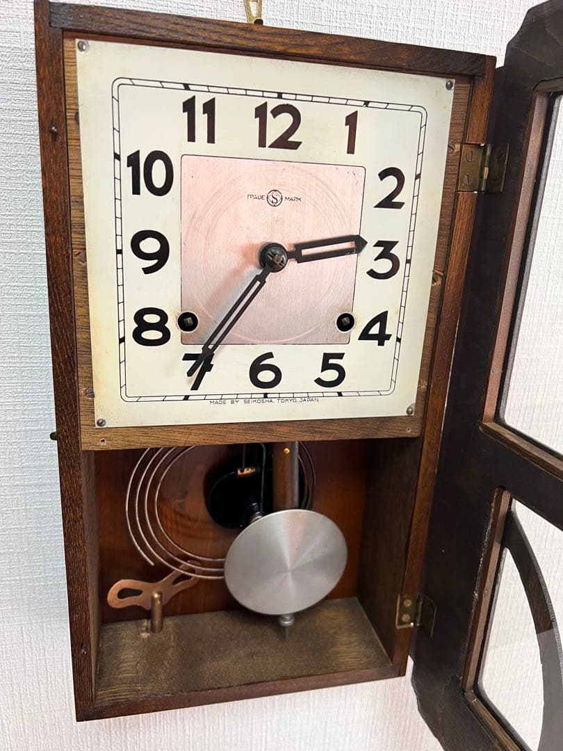 精工舎SEIKOSHA振り子時計ゼンマイ掛け時計柱時計古時計ボンボン時計稼働品