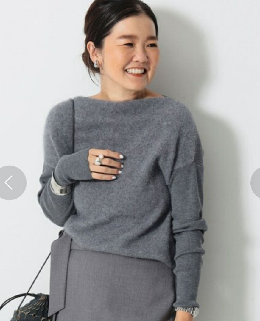 Demi-Luxe BEAMS フラッフィ　ボートネック　プルオーバー グレー