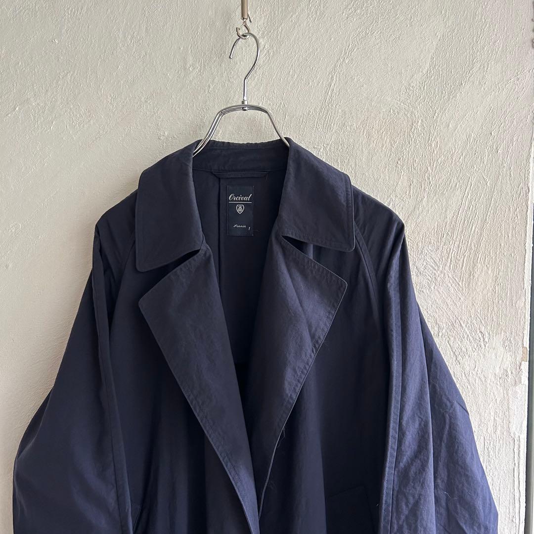 美品 ORCIVAL ベルテッド ナイロンコート BSHOP ネイビー