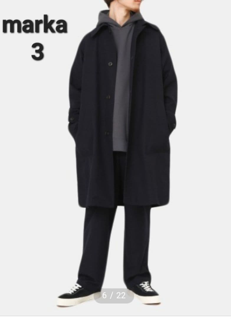 marka SHIRT COAT WOOL SOFT SERGE ブラック 3