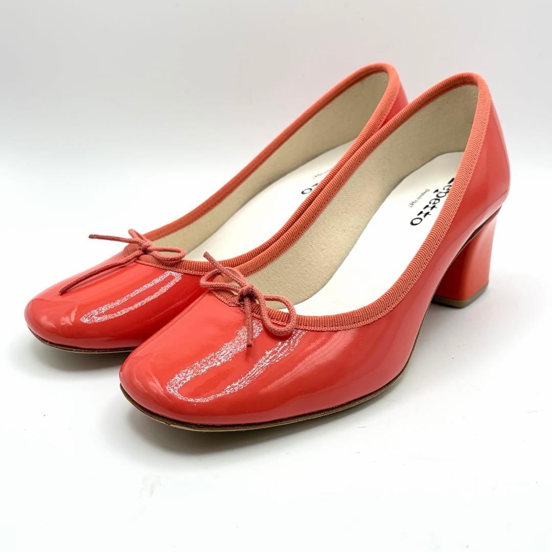 未使用級✨repetto パンプス パナム コーラルピンク エナメル 24㎝