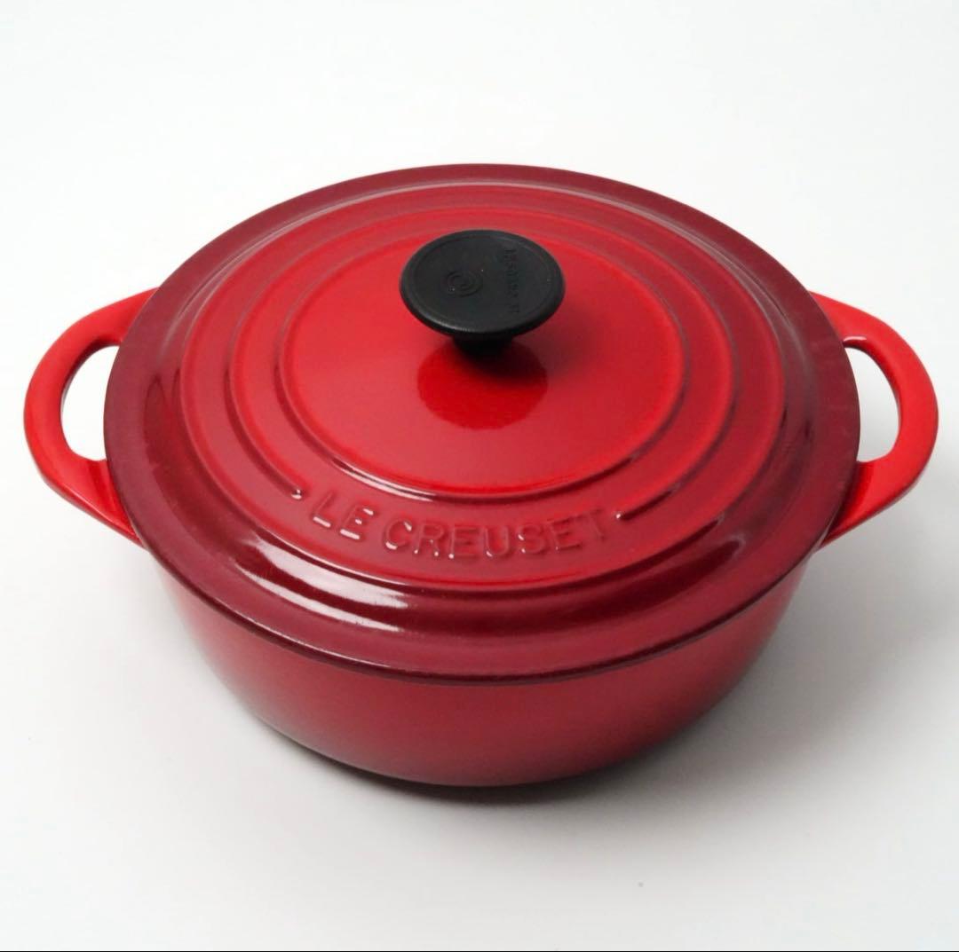 【美品】LE CREUSET　ココット ビス チェリーレッド　20cm