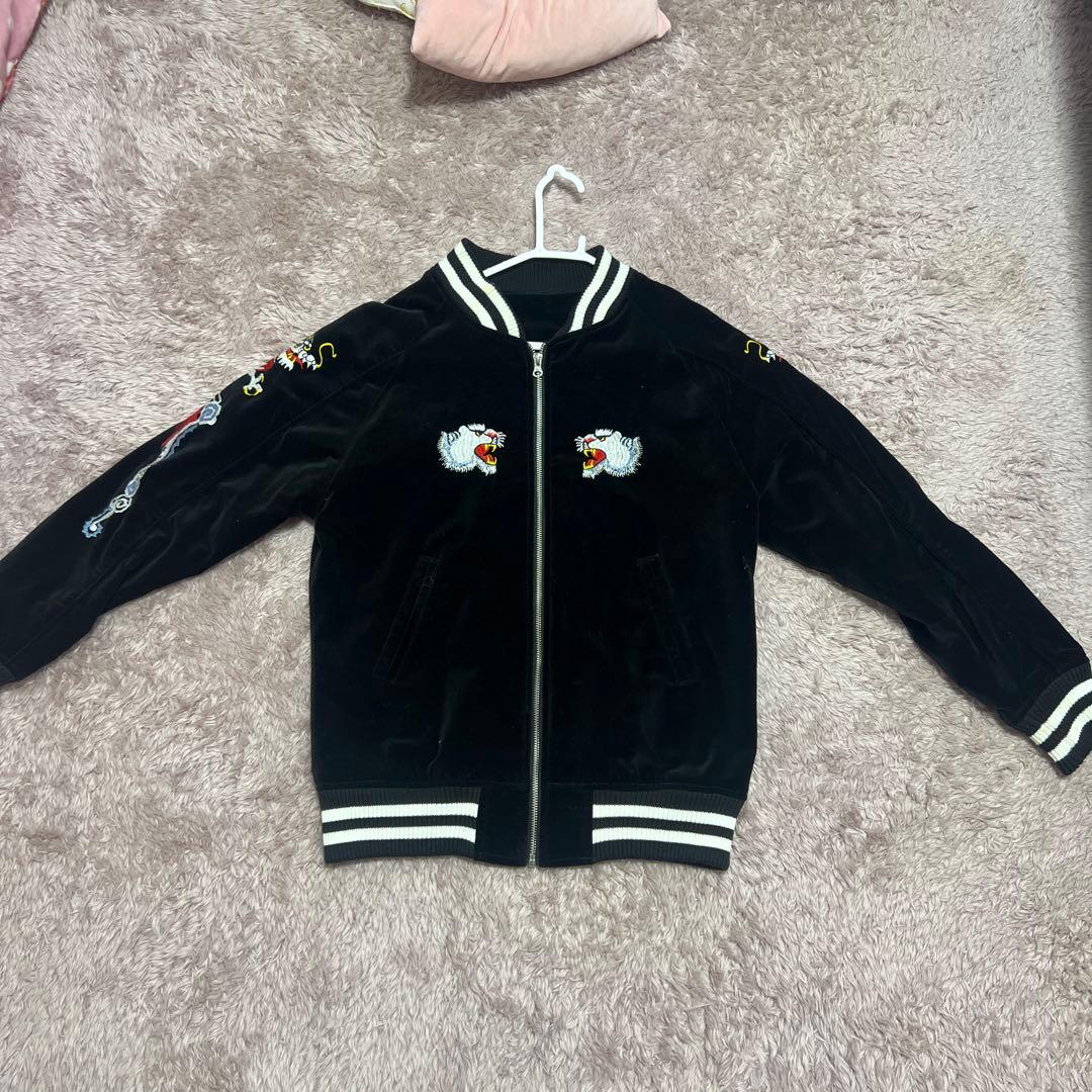 ク*ン様 ヴィンテージ スカジャン 別珍 ベロア 虎 龍 刺繍 トラ ドラゴン