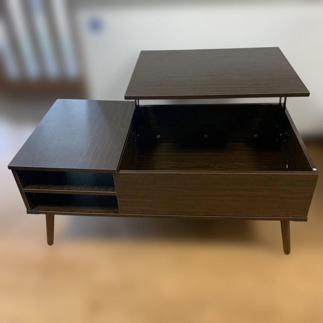 リフトトップローテーブル ダークブラウン