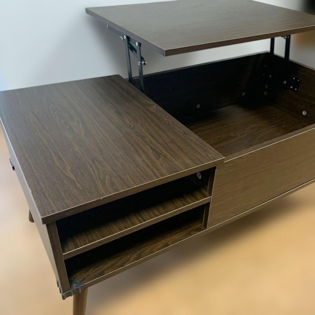 リフトトップローテーブル ダークブラウン