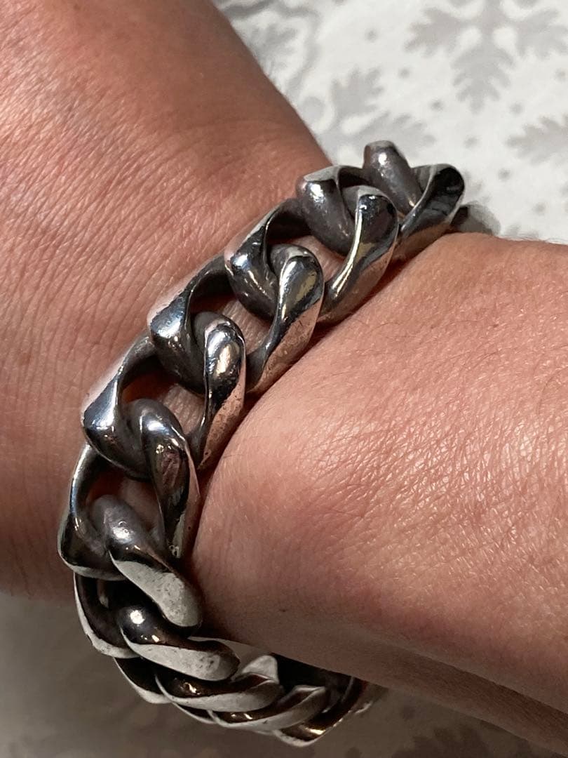 [9] Silver925 / 130g かまぼこ型 喜平チェーンブレスレット