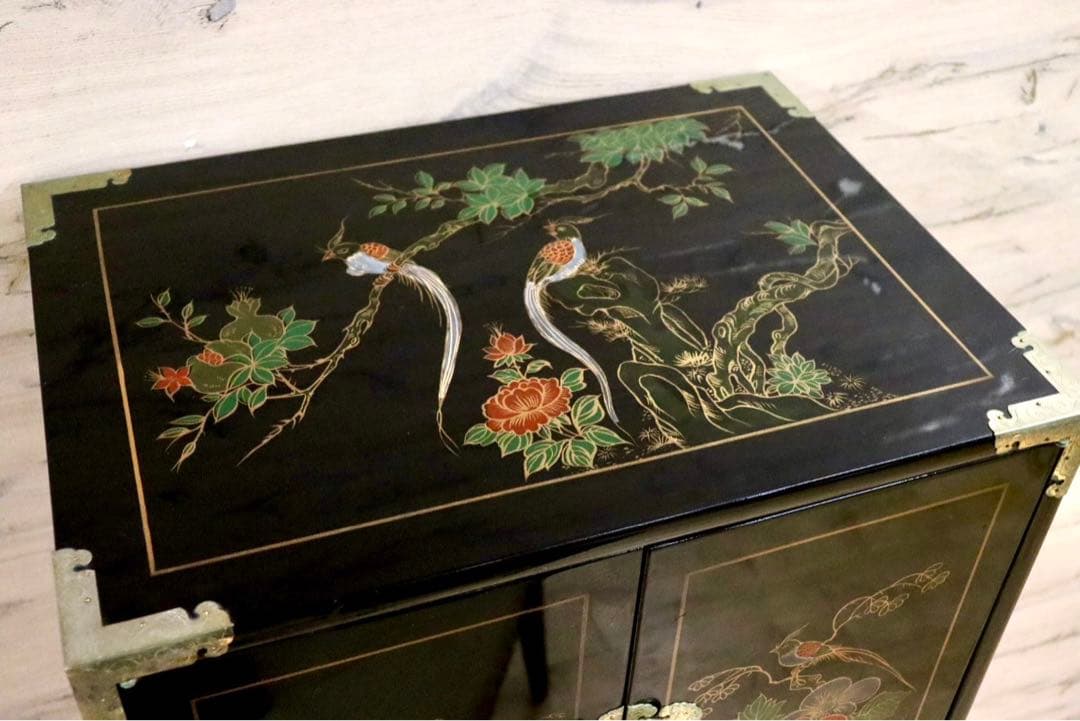 GMIH192○中国家具 李朝家具 チェスト 花鳥図 小箪笥 アジアン シノ