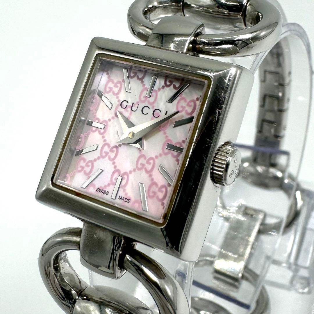 【稼動】GUCCI トルナヴォーニ 時計 120 バングル GG シェル文字盤