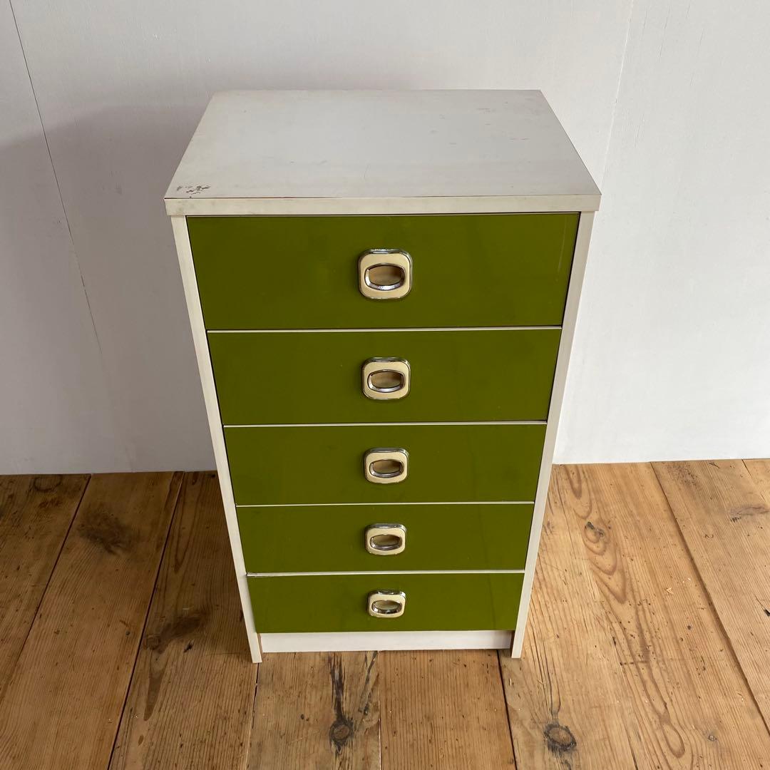 レトロポップ チェスト 棚 5段 昭和レトロ グリーン z813