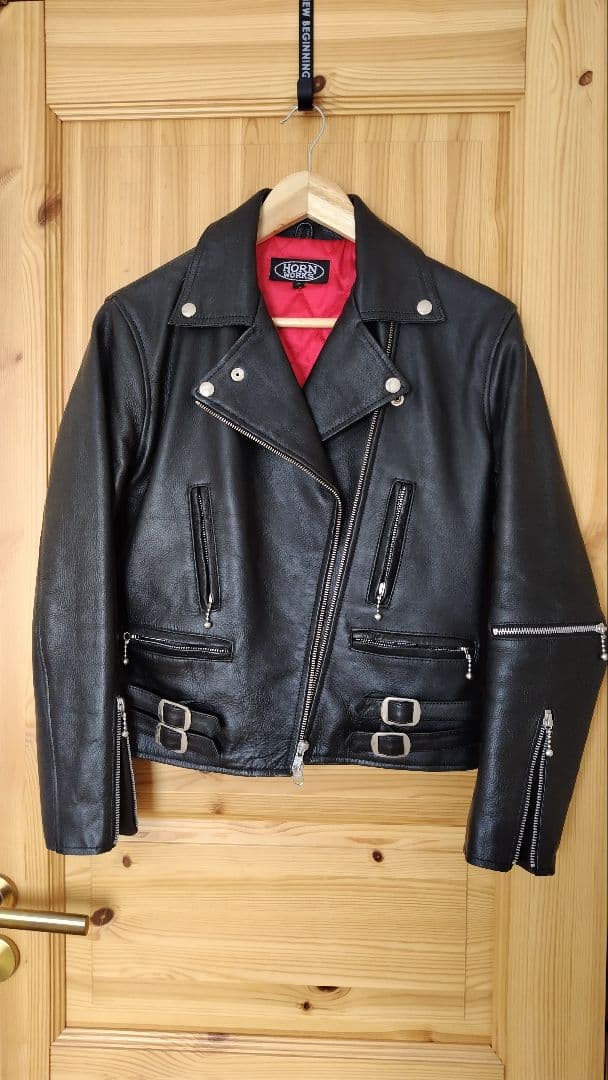 【美品】HORN　WORKSホーンワークス　ダブルライダース　牛革　レディースS