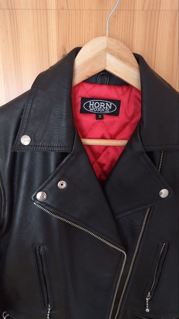 【美品】HORN　WORKSホーンワークス　ダブルライダース　牛革　レディースS