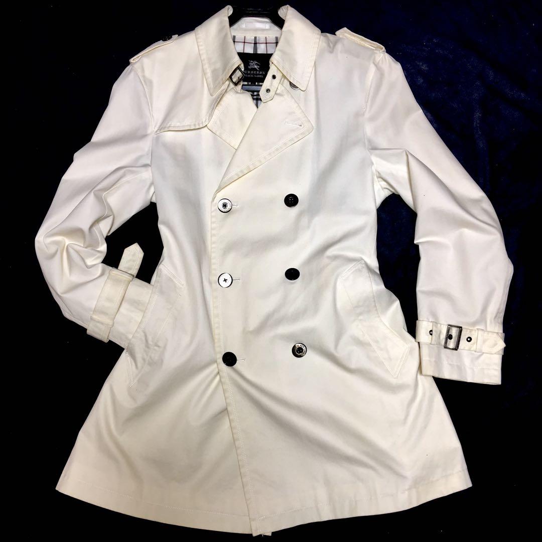 BURBERRY(バーバリーブラックレーベル)希少な白のトレンチコート Lサイズ