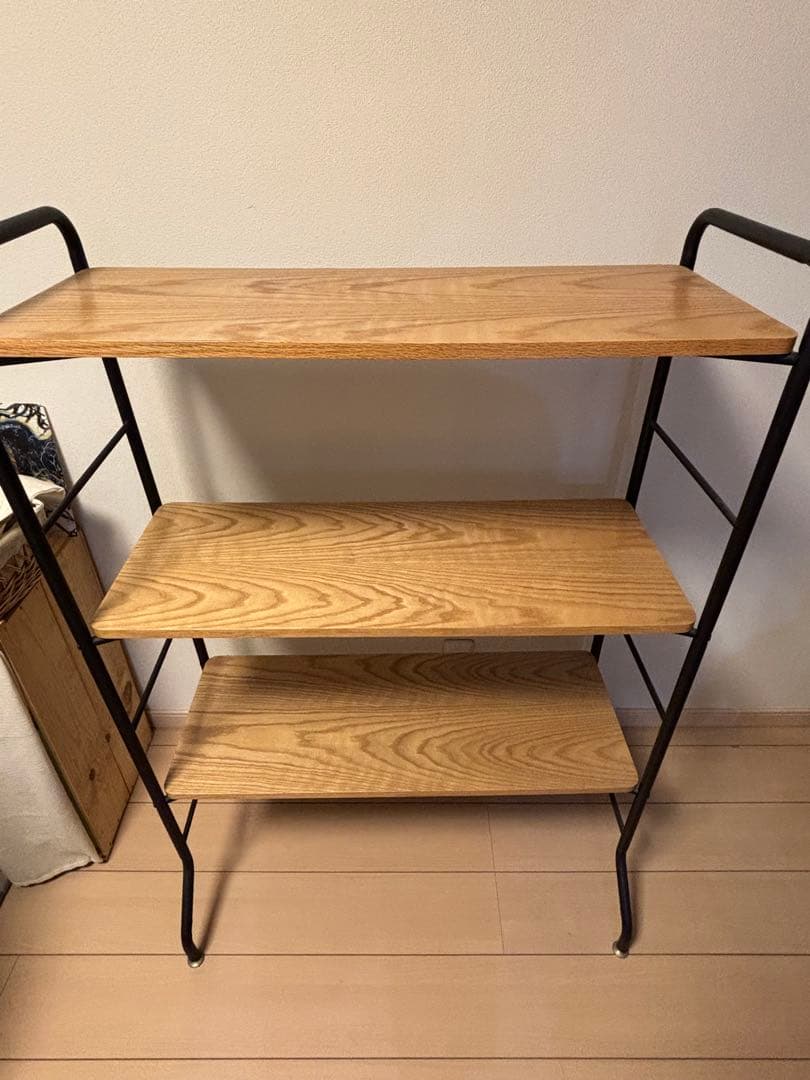 【美品】NOCE ノーチェ　木製3段ラック　鉄脚　シェルフ