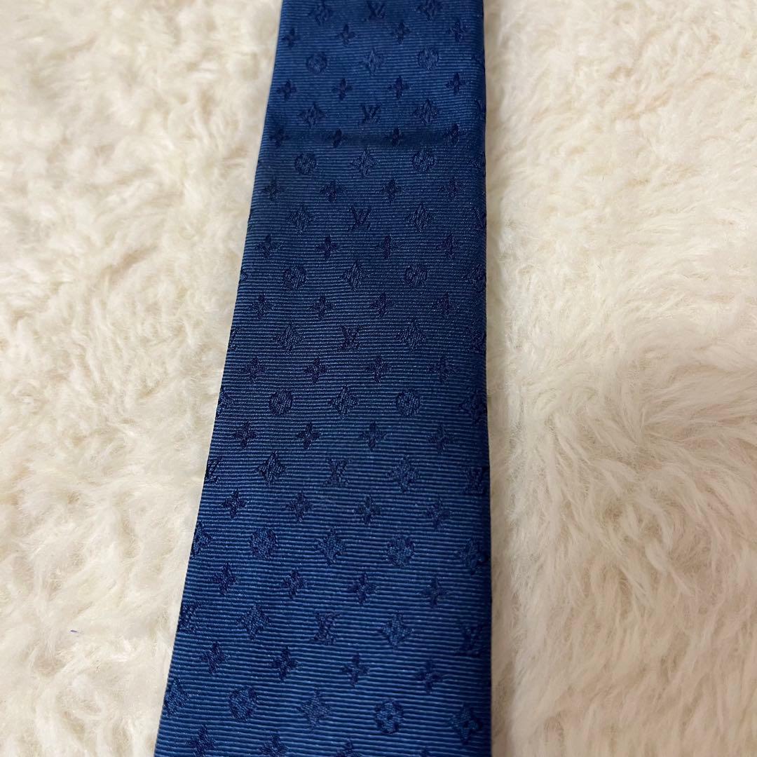 現行品! ルイヴィトン ネクタイ モノグラム ネイビー