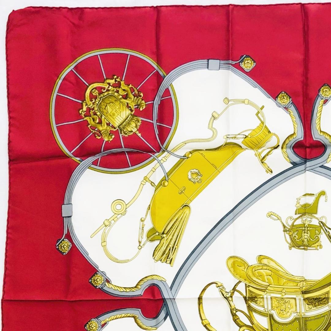 HERMES エルメス カレ90 スプリングス レッド系 スカーフ タグあり