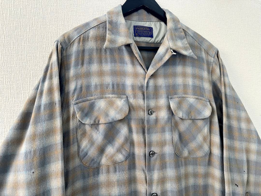 超スペシャル 60s ペンドルトン オンブレ チェック シャツ L ブルーグレー