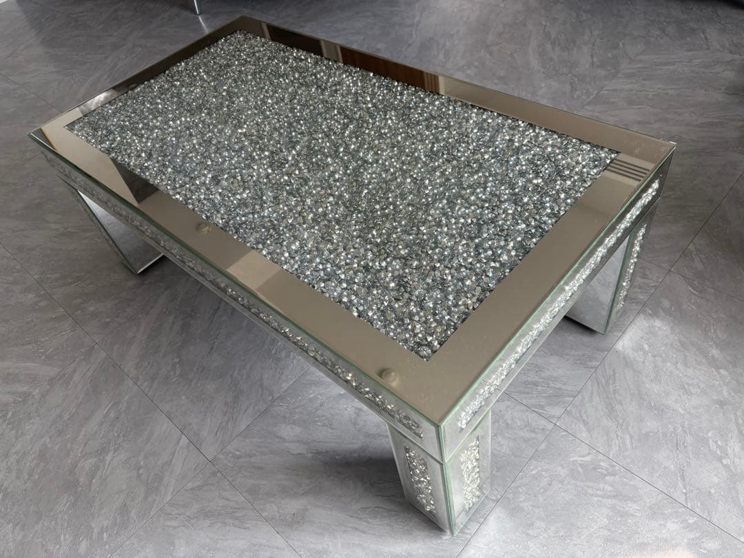 ミラー家具 クリスタル リビングテーブル ローテーブル ガラステーブル キラキラ