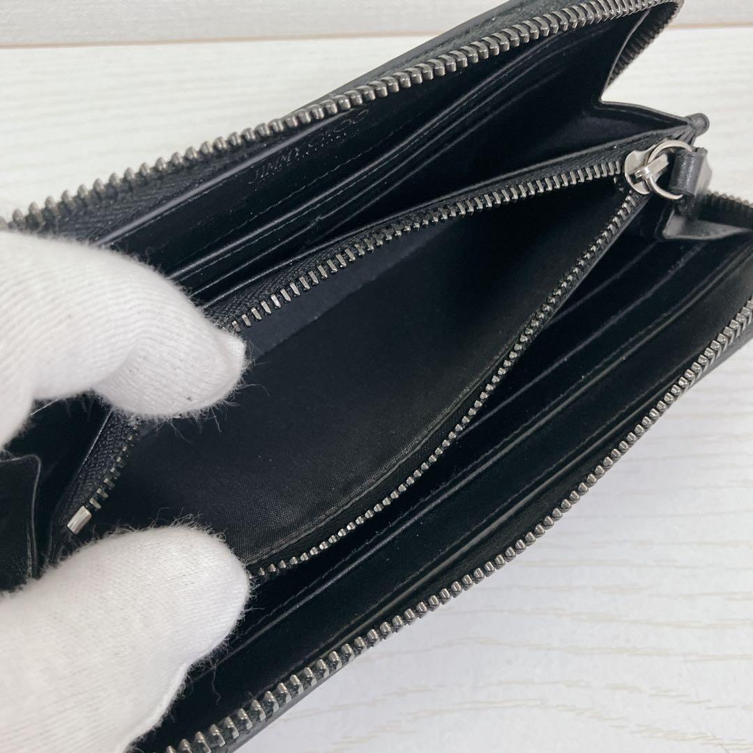 【美品】ジミーチュウ　オールブラック　スタッズ　ラウンドジップウォレット