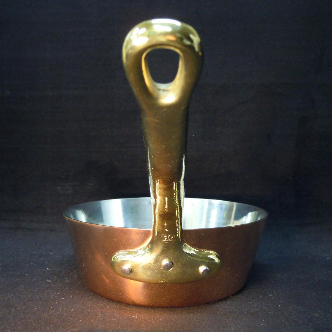 銅鍋 極厚3mm 径30cm 重量5kg テーパー型真鍮柄 和田助製作所 未使用