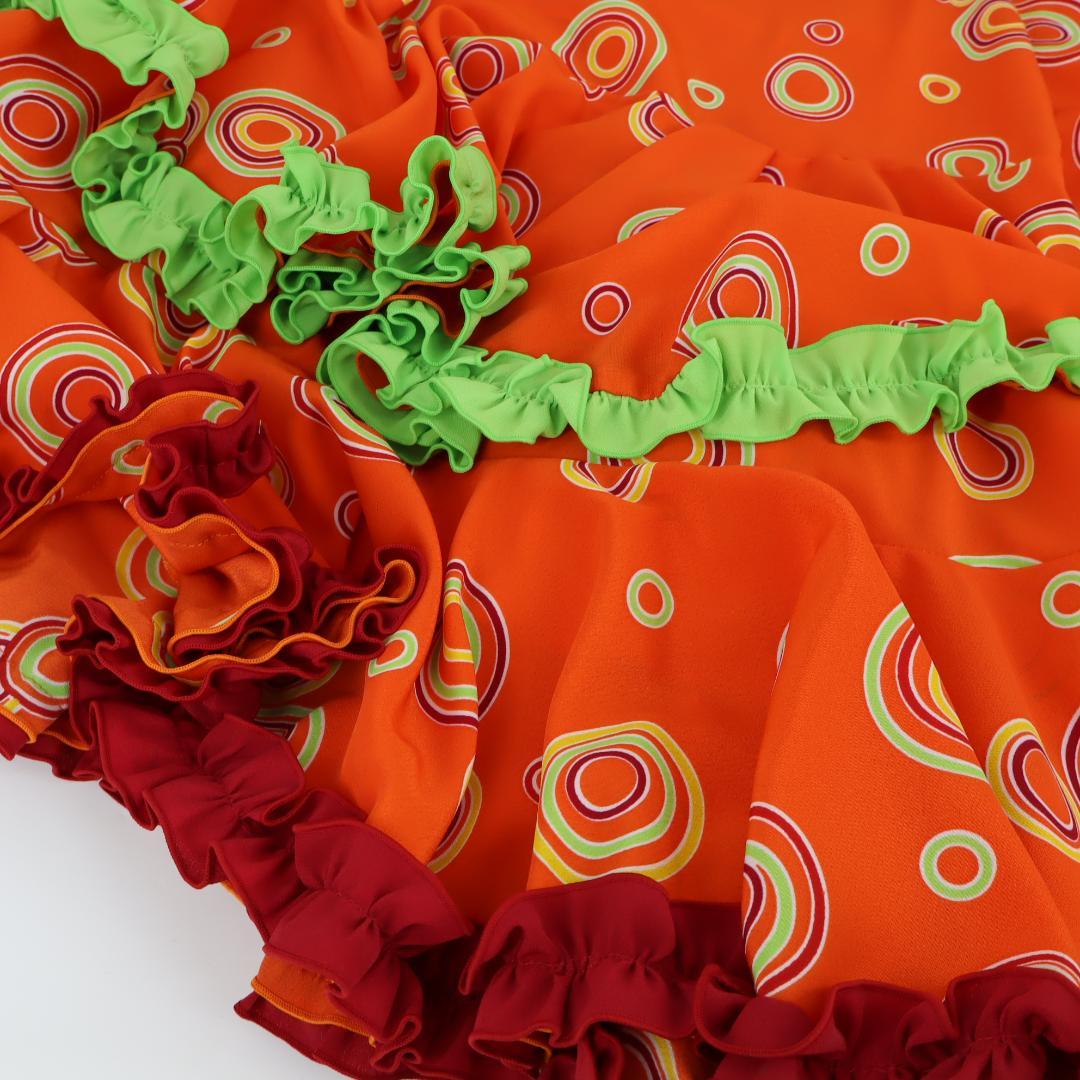 【美品 フラメンコ衣装】濃オレンジHERMOSA IBERIA イベリア ドレス