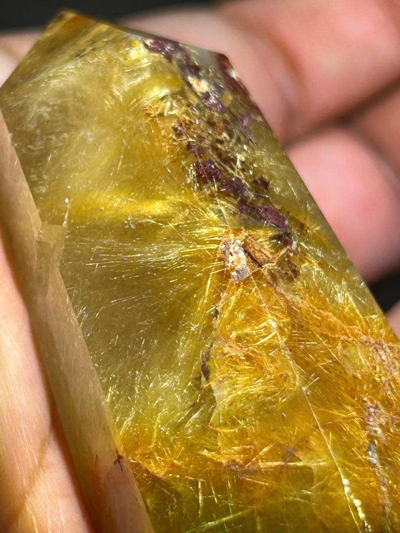 ☆最高級！フラワー　ゴールド　ガーデン　ルチル　原石　六角柱　帝王秘宝