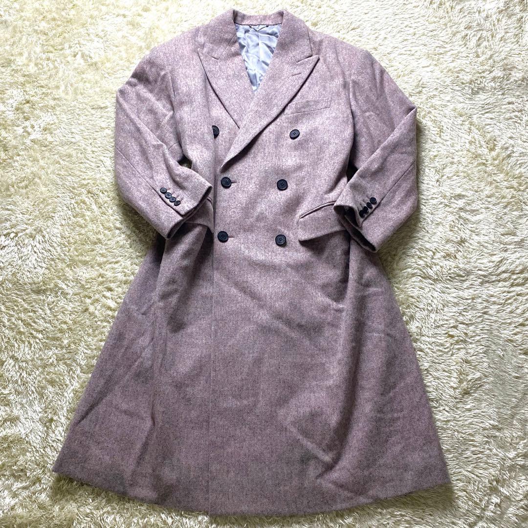 美品 ジョンローレンスサリバン チェスターコート ロング 2XL ヘリンボーン