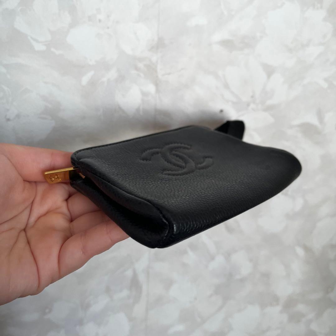 美品 CHANEL シャネル キャビアスキン レザー ポーチ 小物入れ