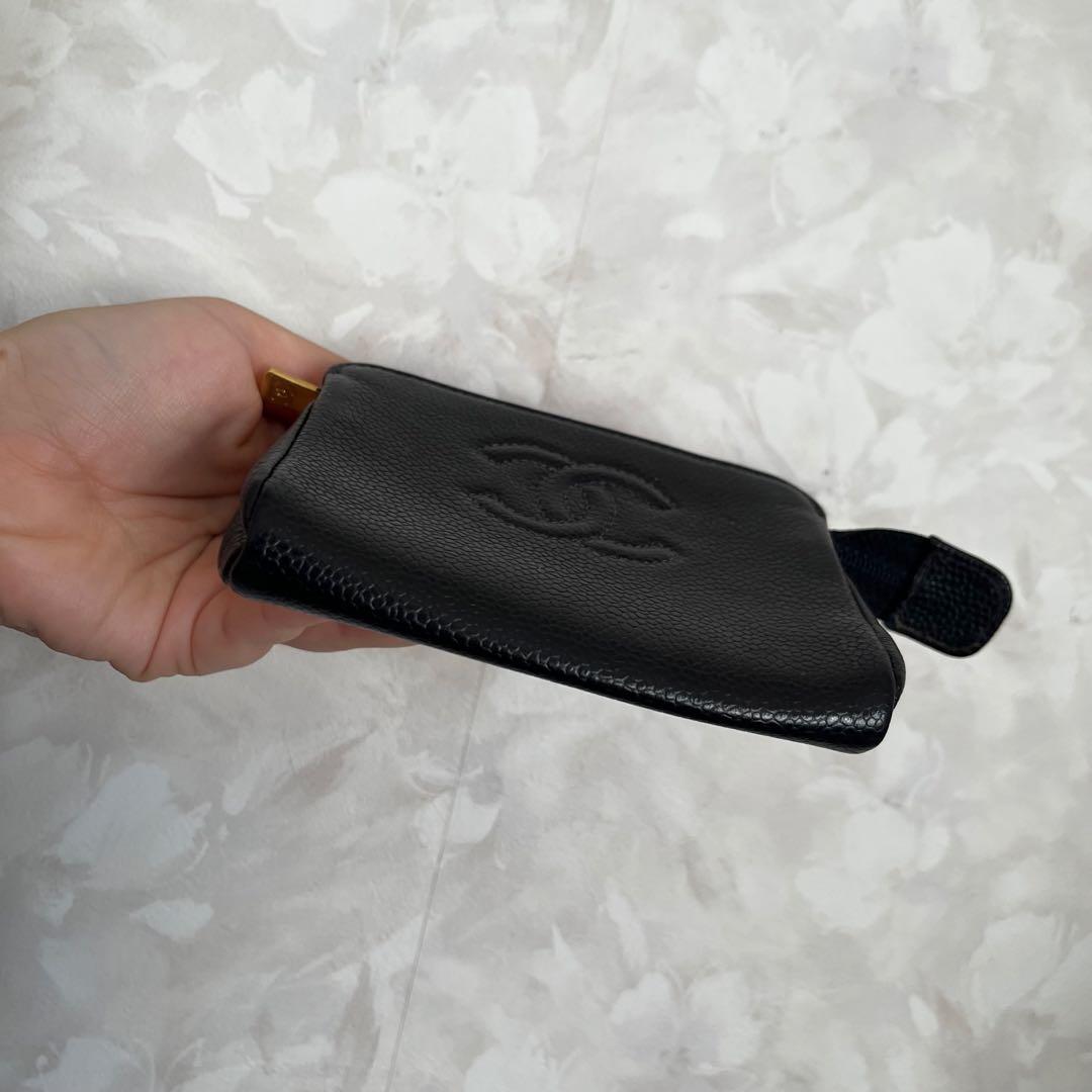 美品 CHANEL シャネル キャビアスキン レザー ポーチ 小物入れ
