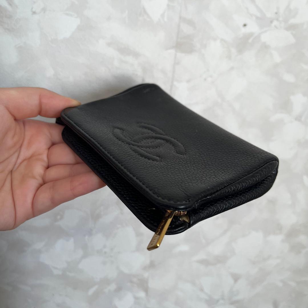 美品 CHANEL シャネル キャビアスキン レザー ポーチ 小物入れ