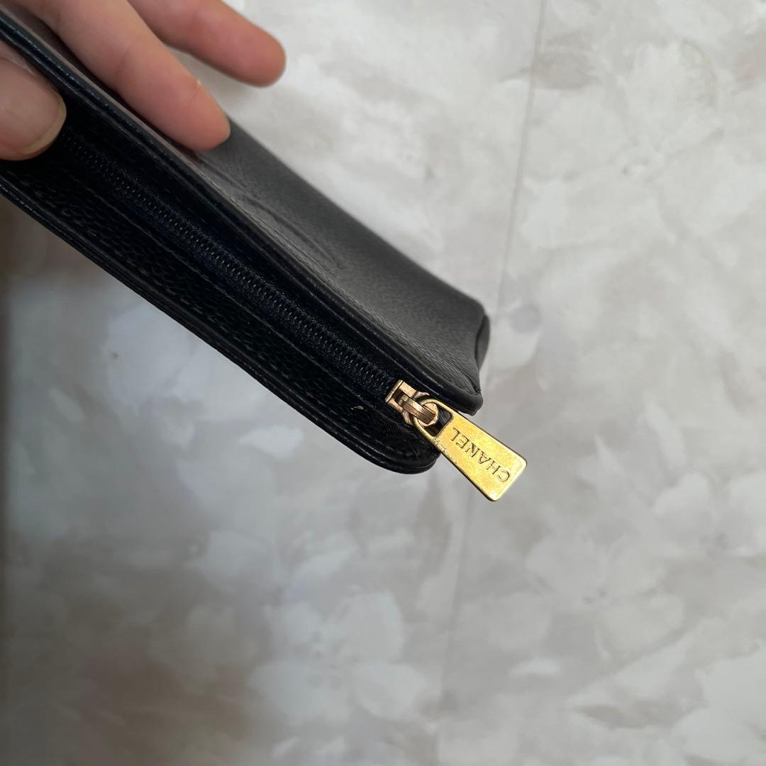 美品 CHANEL シャネル キャビアスキン レザー ポーチ 小物入れ