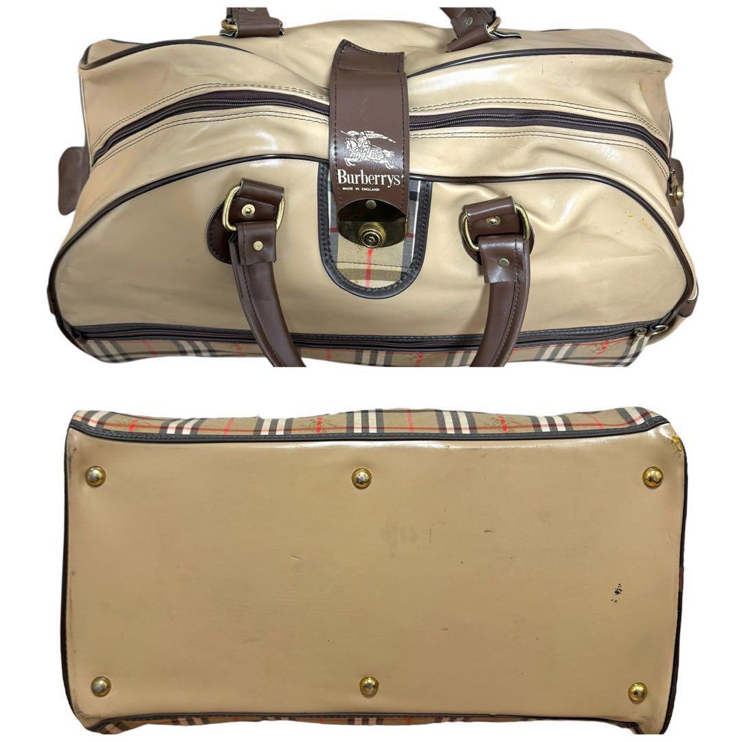 希少　バーバリー　ボストンバッグ　ノバチェック　大容量　旅行　出張　ロゴ　良品