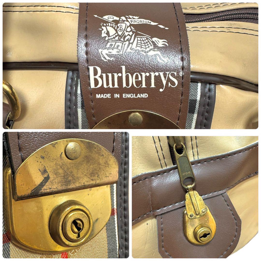 希少　バーバリー　ボストンバッグ　ノバチェック　大容量　旅行　出張　ロゴ　良品