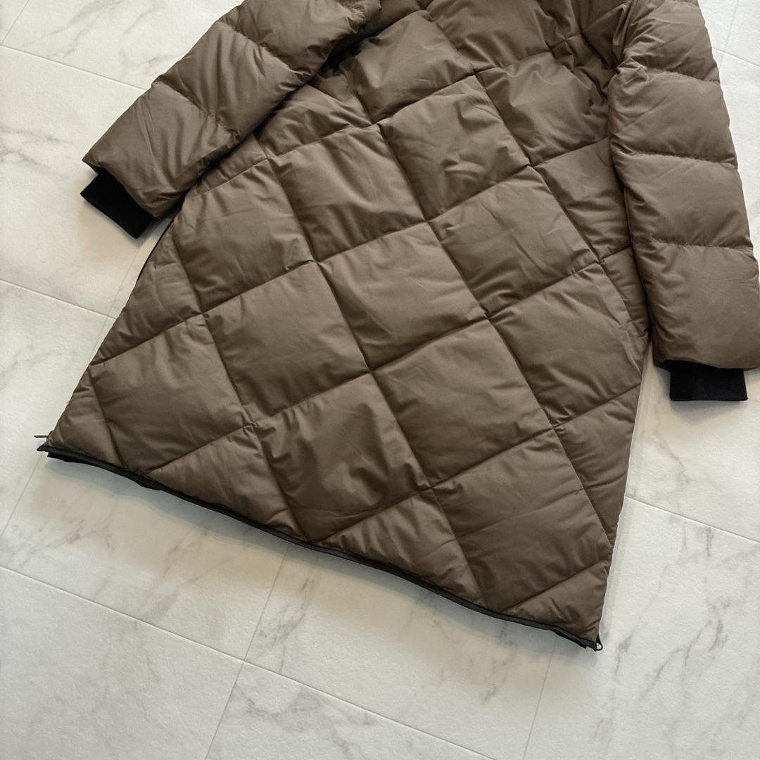 美品 スコットクラブ♡バイカラーロングダウンコート カーキ キルティング 9号