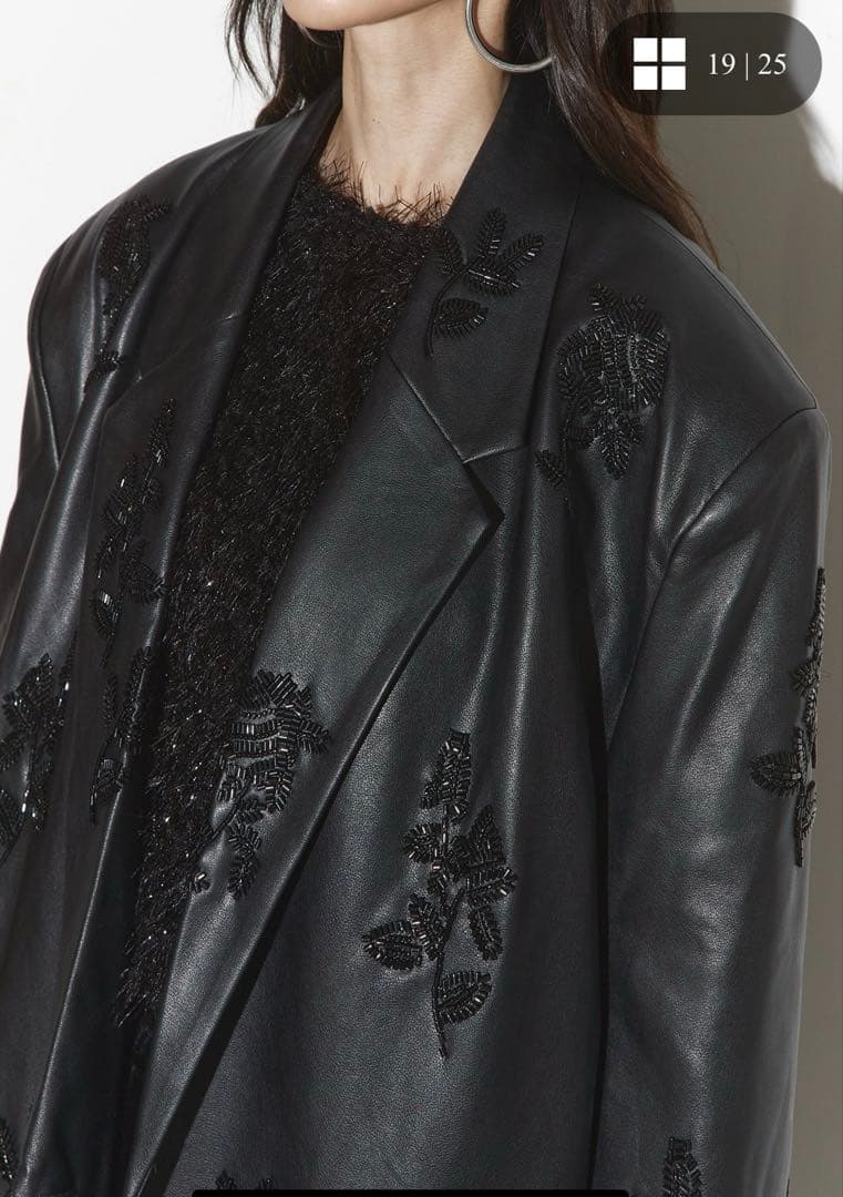 新品　ANDREA&Co. AUBREYレザービーズエンブロイダリージャケット