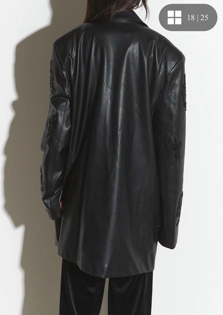 新品　ANDREA&Co. AUBREYレザービーズエンブロイダリージャケット