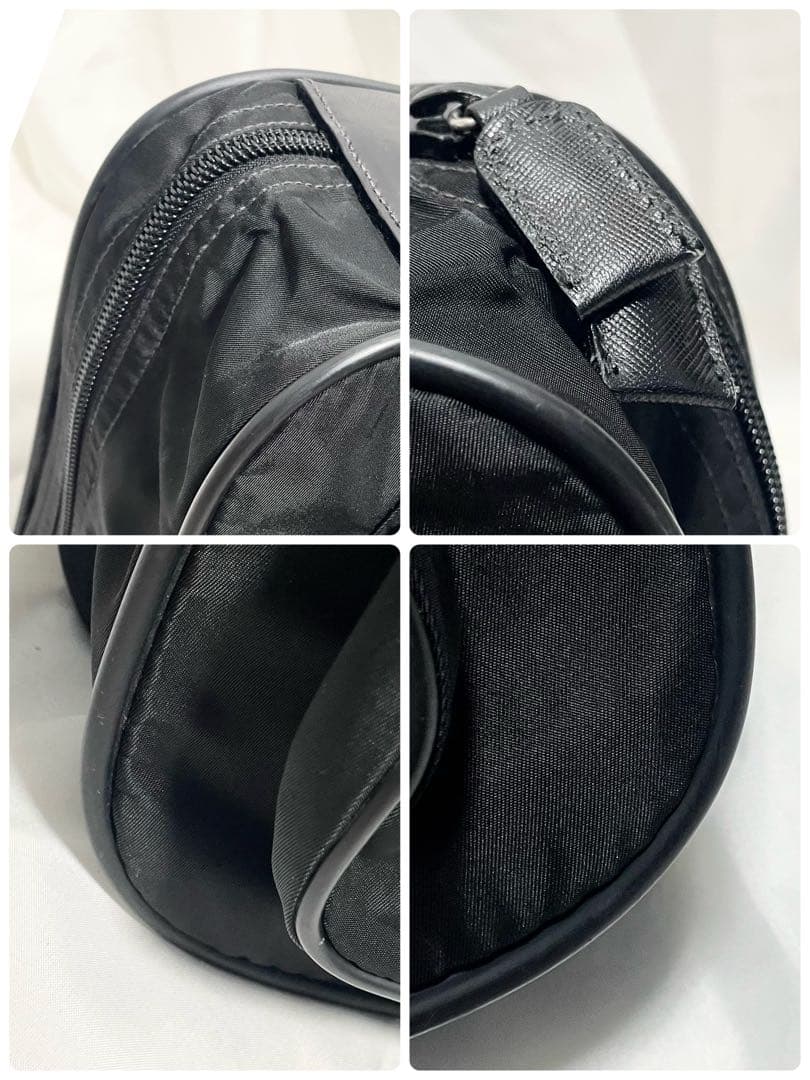 プラダ 三角プレート 金具 ボストンバッグ トラベルバッグ 黒 大容量 多機能