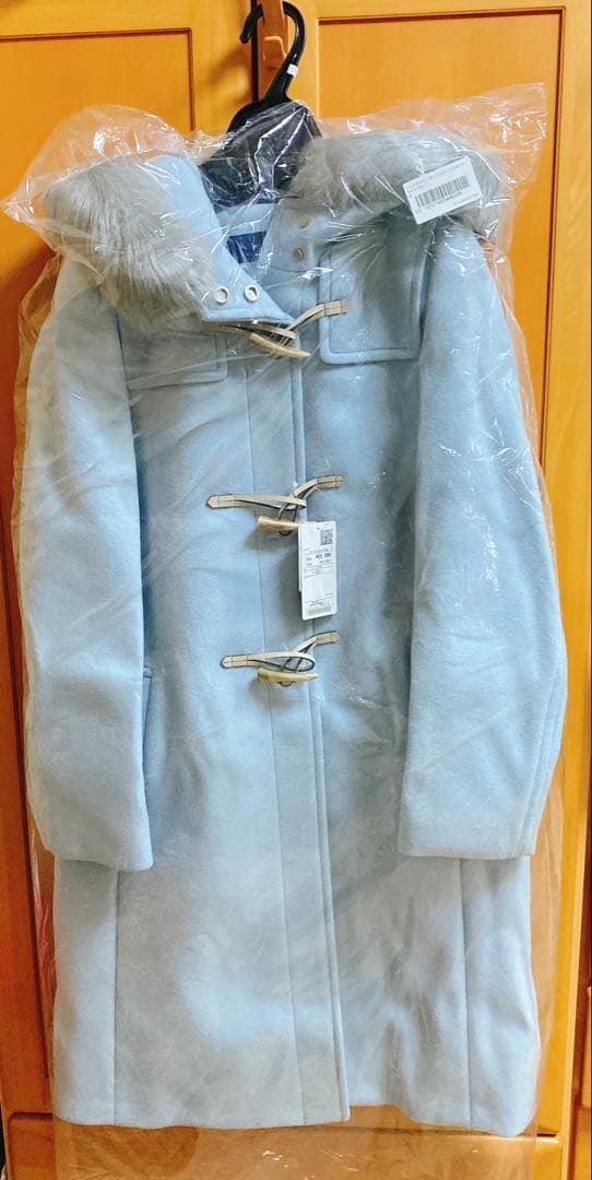 shipsシップス　ライトブルー ダッフルコート ファー付き