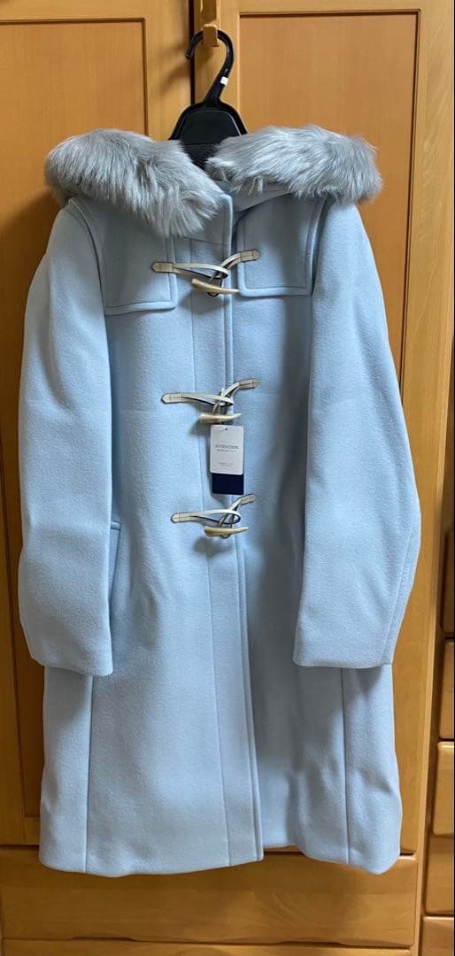 shipsシップス　ライトブルー ダッフルコート ファー付き
