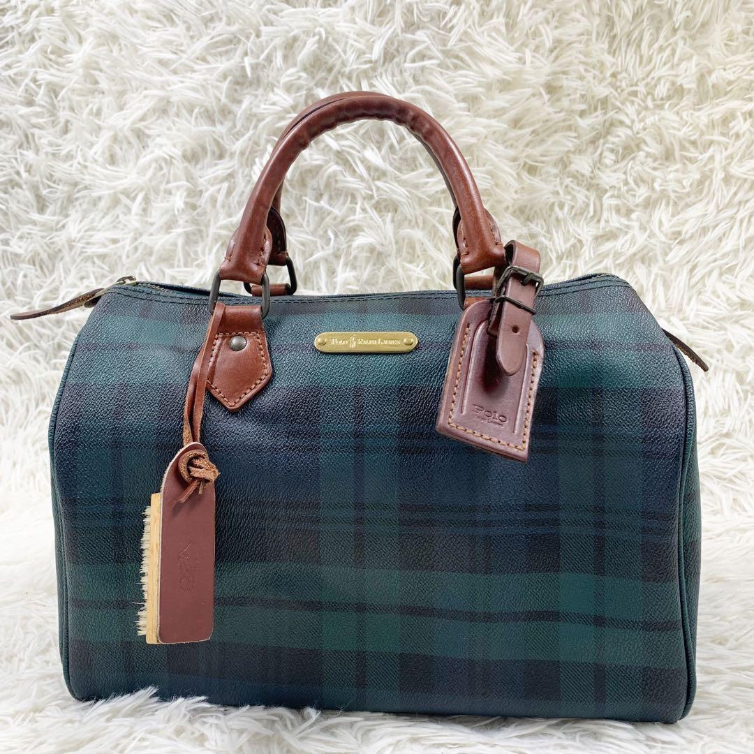 【✨極美品✨】 ラルフローレン ミニボストンバッグ チェック柄 グリーン