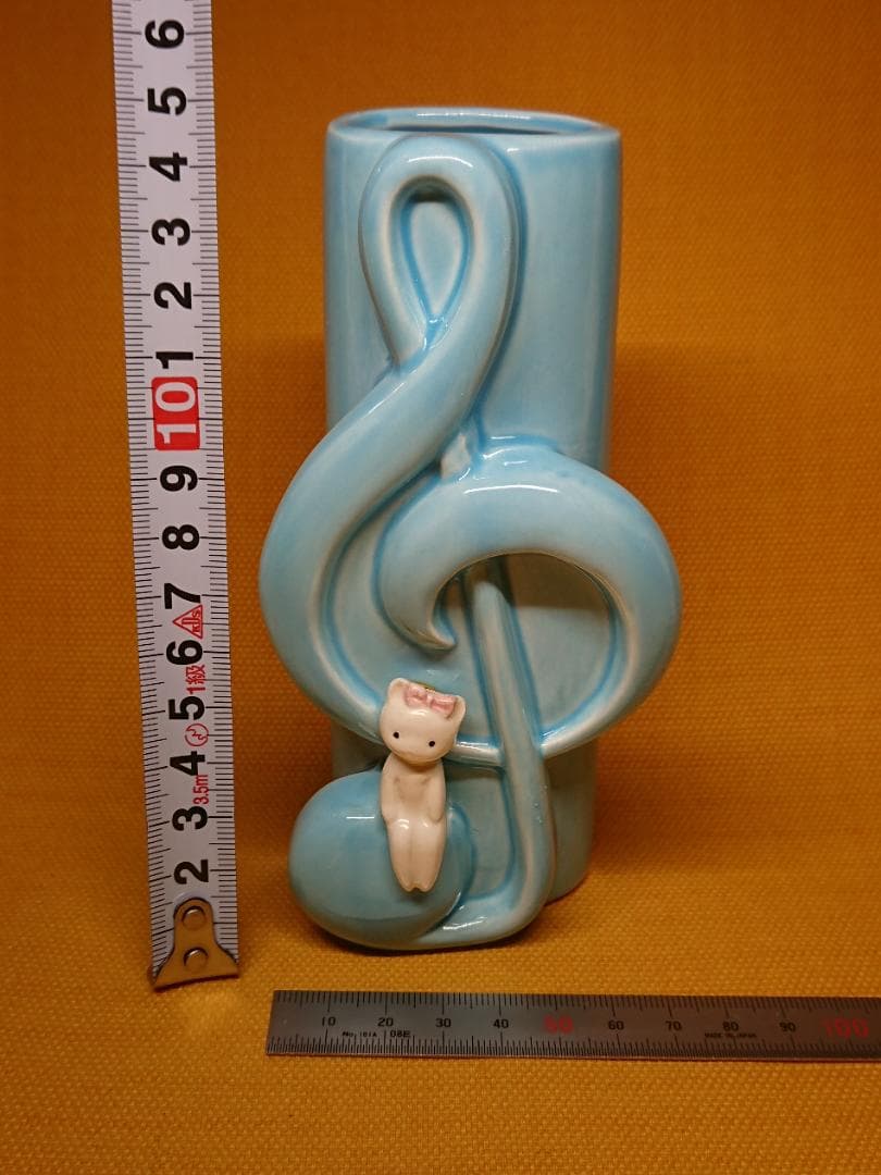花瓶　 猫　音符　陶器　オブジェ　置物　インテリア　工芸品　美術品　A1608