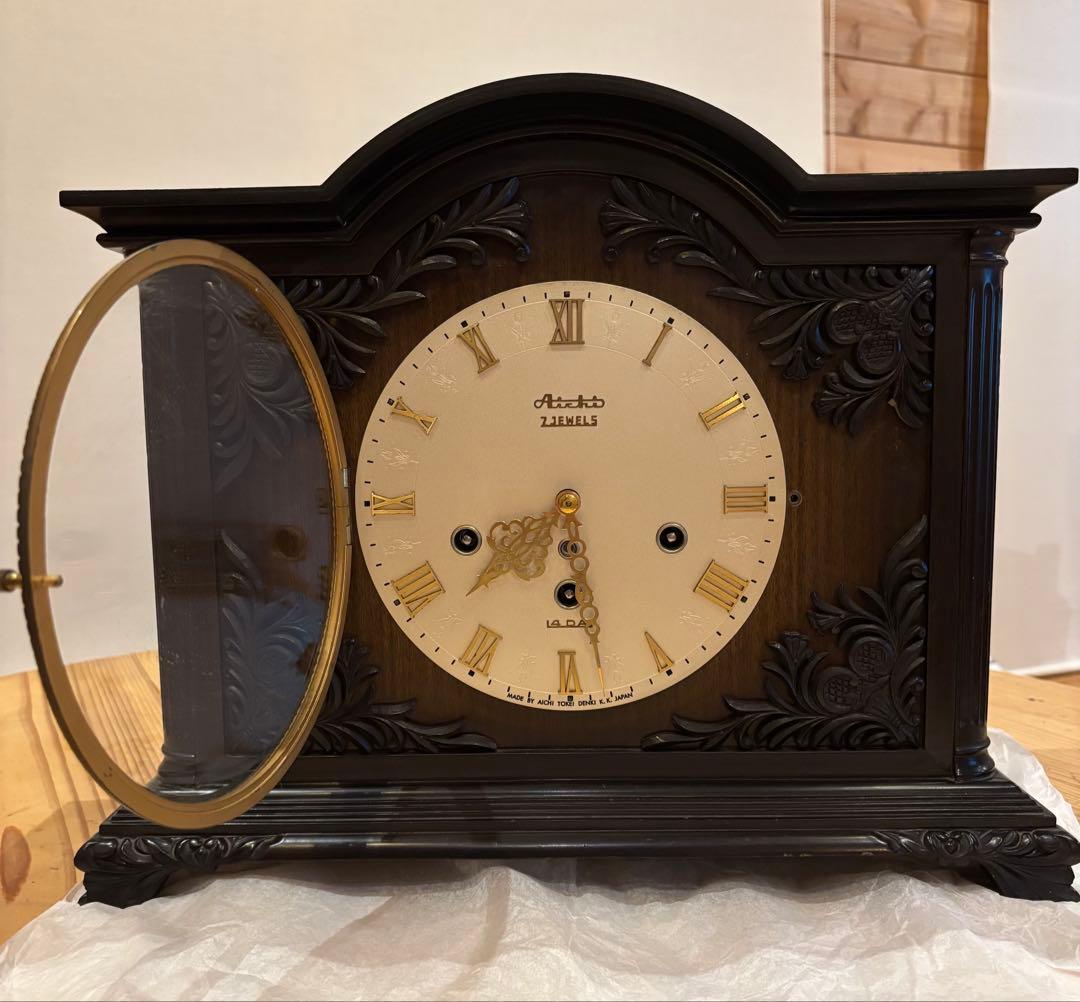 愛知時計 AICHI TOKEI ゼンマイ式 置時計 アンティーク 昭和レトロ