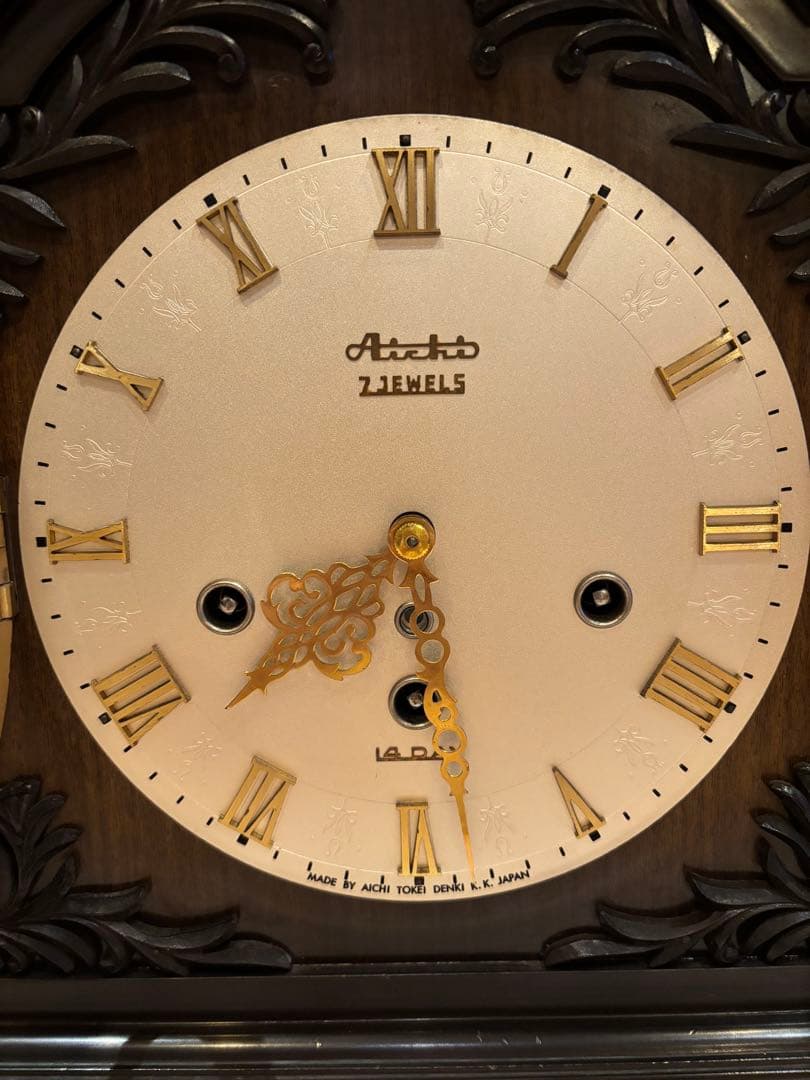 愛知時計 AICHI TOKEI ゼンマイ式 置時計 アンティーク 昭和レトロ