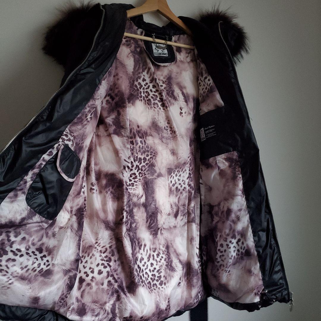 極美品 高級ダウン　リアルファー 光沢 黒　ジャケット Y2K　コート　平成